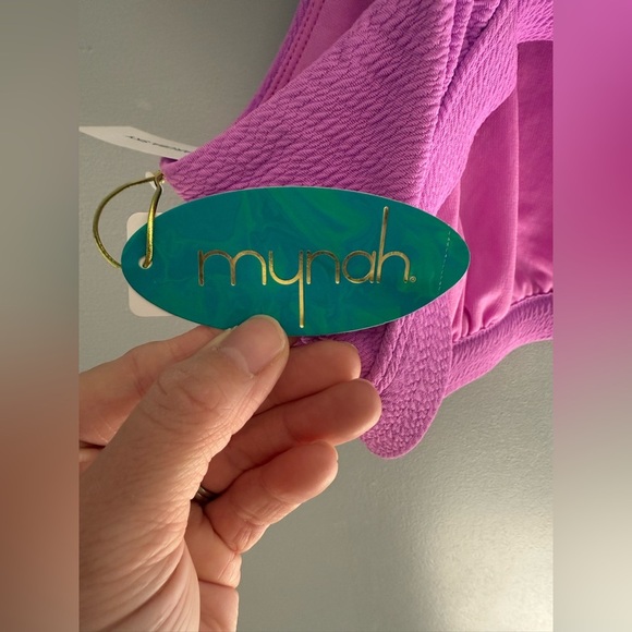 Mynah Womens Pink Textured Bikini Top XL Adjustable Strap V Neck Buckle New - Picture 7 of 9